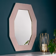 Framed Octagonal Wall Mirror Pink