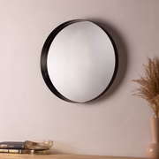 Thin Round Deep Edge Circular Wall Mirror Black