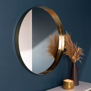 Thin Round Deep Edge Circular Wall Mirror Brass